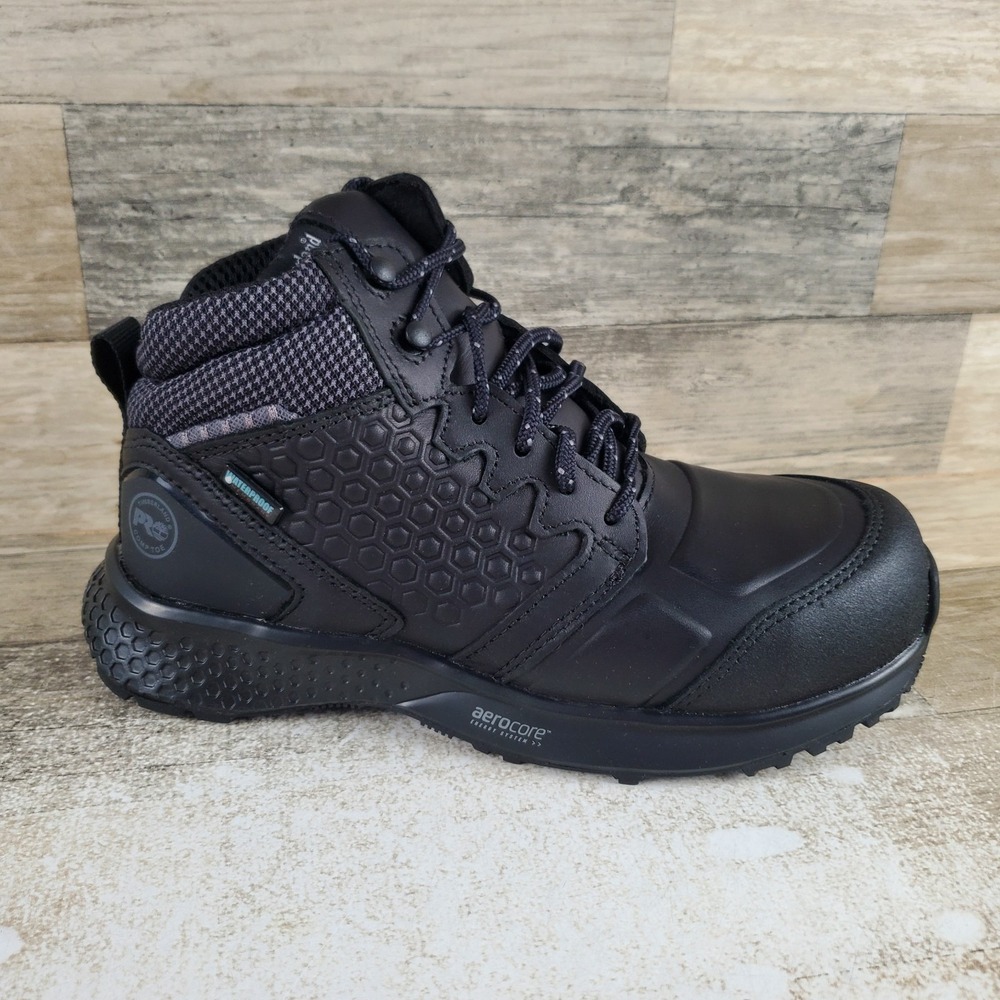 Timberland Pro Reaxion Womens Work Boot Sz 6.5 Black Leather Comp Toe Waterproof
